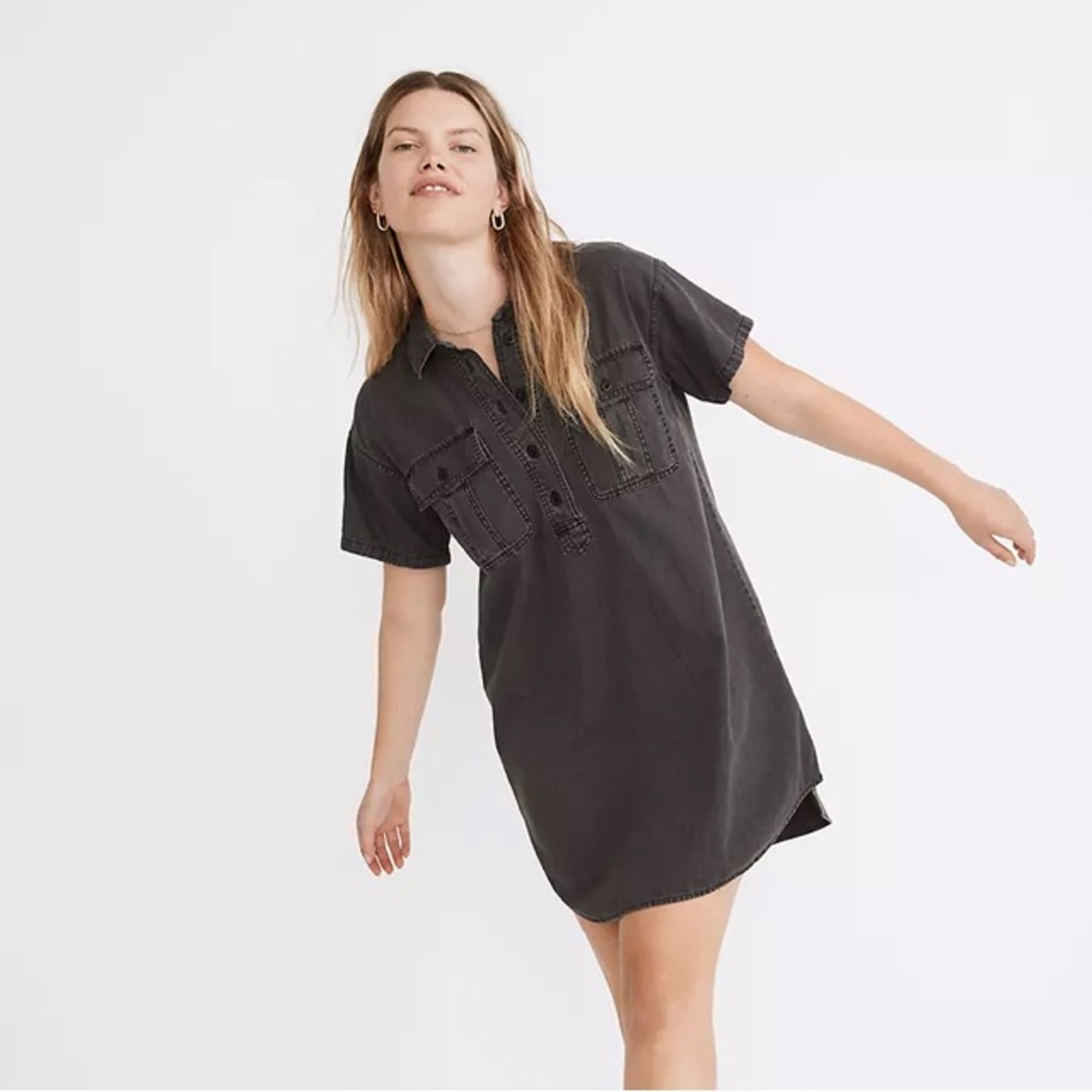 Madewell Denim Popover Shirtdress in Lunar Wash